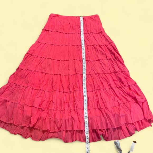 Y2k rene margo coral tiered maxi skirt with stretchy waistband womens size med - Picture 6 of 6